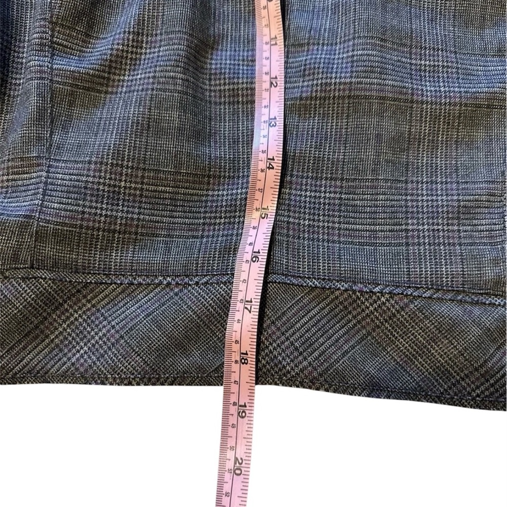 White House Black Market Moto Jacket Women Sz 8 Gray Merlot Plaid Cropped Lined - Picture 14 of 14